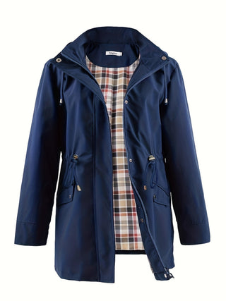 Damen Regenjacke Mit Karofutter | Mit Kapuze