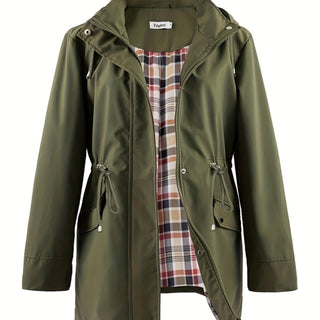 Damen Regenjacke Mit Karofutter | Mit Kapuze