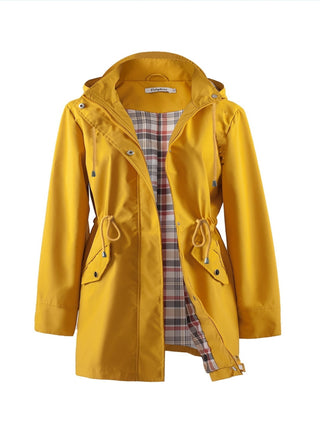 Damen Regenjacke Mit Karofutter | Mit Kapuze