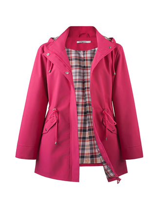 Damen Regenjacke Mit Karofutter | Mit Kapuze