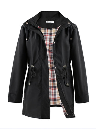 Damen Regenjacke Mit Karofutter | Mit Kapuze