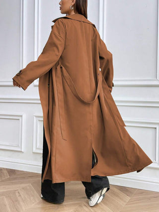 Damen Regenmantel In Extra Langer Form Mit Knopfleiste | Lang