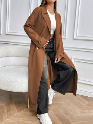 Damen Regenmantel In Extra Langer Form Mit Knopfleiste | Lang