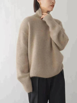 Damen Rollkragen Strickpullover Mit Rippdetails | Lang