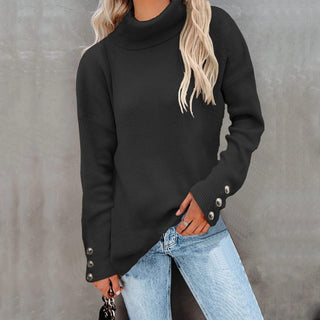 Damen Rollkragenpullover Mit Knopf-Detail | Lang