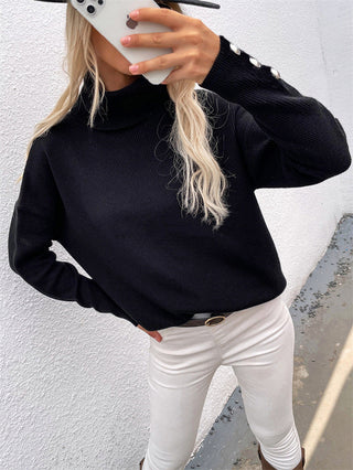 Damen Rollkragenpullover Mit Knopf-Detail | Lang