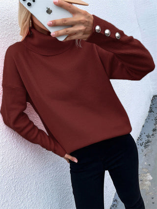 Damen Rollkragenpullover Mit Knopf-Detail | Lang