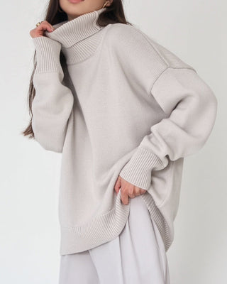 Damen Rollkragenpullover Mit Strukturbund | Übergröß