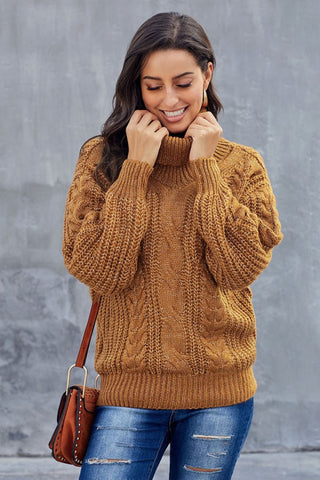 Damen Rollkragenpullover Mit Zopfmuster | Casual