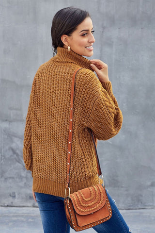 Damen Rollkragenpullover Mit Zopfmuster | Casual