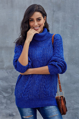 Damen Rollkragenpullover Mit Zopfmuster | Casual