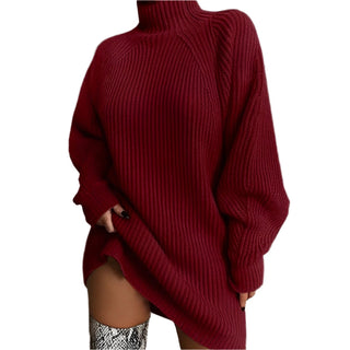 Damen Rollkragenpulloverkleid Mit Rippstrick | Oversize
