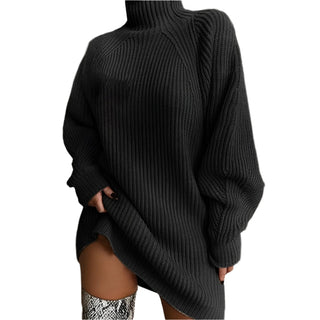 Damen Rollkragenpulloverkleid Mit Rippstrick | Oversize
