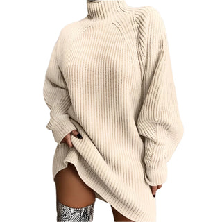 Damen Rollkragenpulloverkleid Mit Rippstrick | Oversize