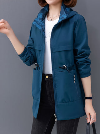 Damen Softshelljacke Mit Gemustertem Kapuzenfutter | Regen