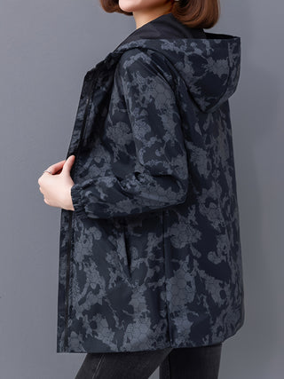 Damen Softshelljacke Mit Gemustertem Kapuzenfutter | Regen