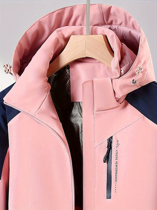Damen Softshelljacke Mit Kapuze Und Kontrastärmeln | Regen