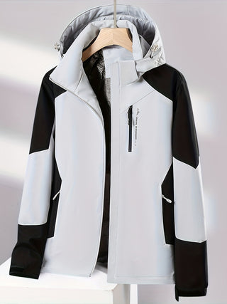 Damen Softshelljacke Mit Kapuze Und Kontrastärmeln | Regen