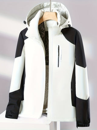Damen Softshelljacke Mit Kapuze Und Kontrastärmeln | Regen