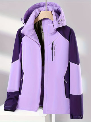 Damen Softshelljacke Mit Kapuze Und Kontrastärmeln | Regen