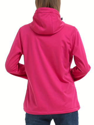 Damen Softshelljacke Mit Kapuze Und Kontrastfutter | Regen