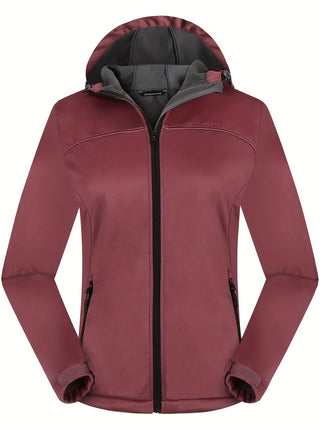 Damen Softshelljacke Mit Kapuze Und Kontrastfutter | Regen