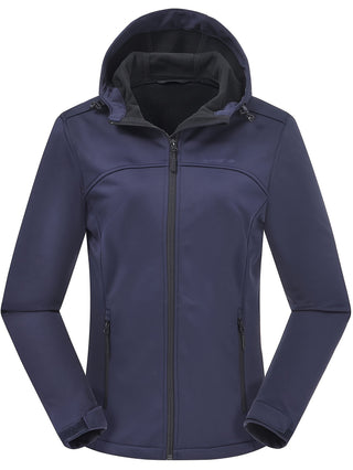 Damen Softshelljacke Mit Kapuze Und Kontrastfutter | Regen