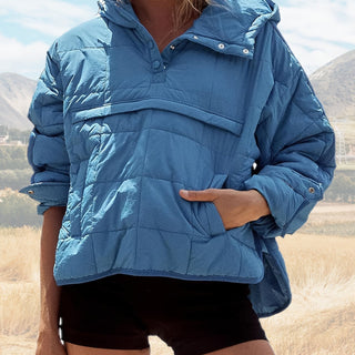 Damen Steppjacke Mit Kapuze & Druckknöpfen | Übergangs