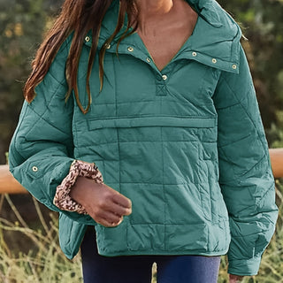 Damen Steppjacke Mit Kapuze & Druckknöpfen | Übergangs
