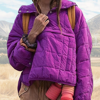 Damen Steppjacke Mit Kapuze & Druckknöpfen | Übergangs