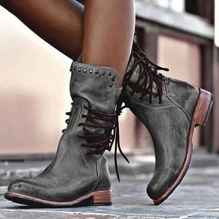 Damen Stiefeletten Mit Schnürung Und Nieten | Vintage