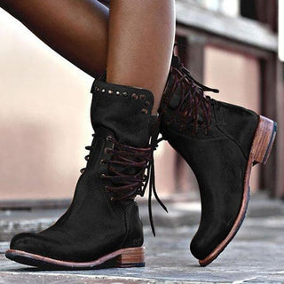 Damen Stiefeletten Mit Schnürung Und Nieten | Vintage