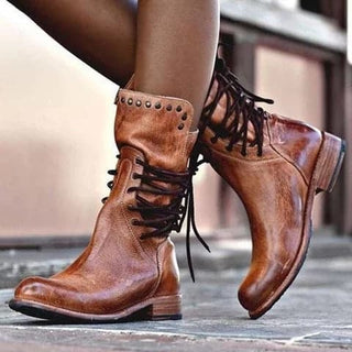 Damen Stiefeletten Mit Schnürung Und Nieten | Vintage