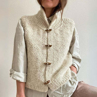 Damen Strickjacke Mit Knebelknöpfen Und Stehkragen | Ärmellos