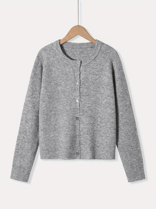 Damen Strickjacke Mit Rundhalsausschnitt Und Knopfleiste | Klassisch