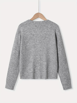 Damen Strickjacke Mit Rundhalsausschnitt Und Knopfleiste | Klassisch