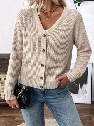 Damen Strickjacke Mit V-Ausschnitt Und Strukturstrick | Klassisch
