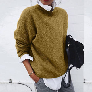 Damen Strickpullover Mit Langarm Und Rundhals | Lang
