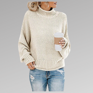 Damen Strickpullover Mit Rollkragen | Grobe Struktur
