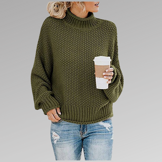Damen Strickpullover Mit Rollkragen | Grobe Struktur