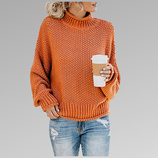 Damen Strickpullover Mit Rollkragen | Grobe Struktur