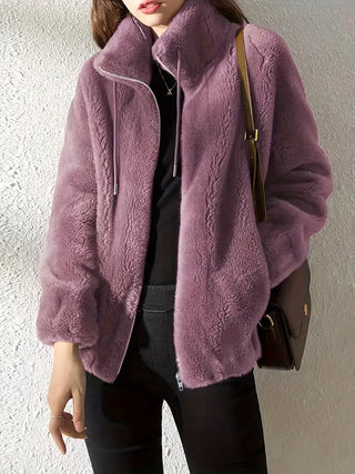 Damen Teddy Jacke mit Reißverschluss | Lässiger Stil