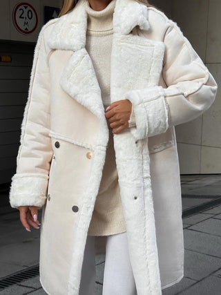 Damen Teddy Mantel Mit Doppelreihe | Langer Winterstil