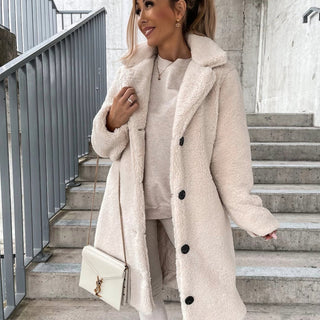 Damen Teddy Mantel mit Knöpfen | Langer Style
