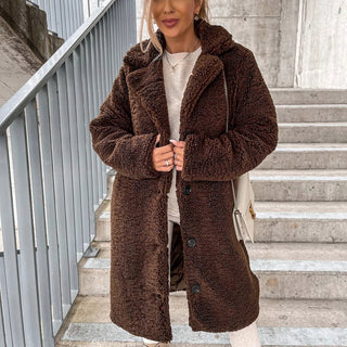 Damen Teddy Mantel mit Knöpfen | Langer Style