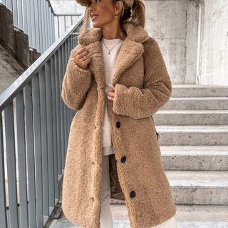 Damen Teddy Mantel mit Knöpfen | Langer Style