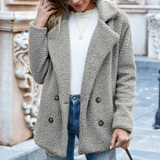 Damen Teddy Mantel mit Reverskragen | Streetwear Look