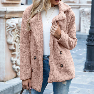 Damen Teddy Mantel mit Reverskragen | Streetwear Look