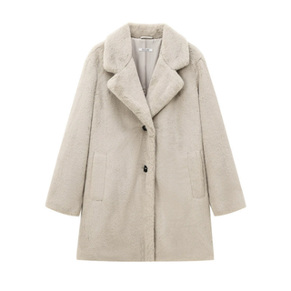 Damen Teddy Mantel mit breitem Kragen | Winter