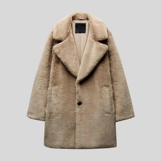 Damen Teddy Mantel mit breitem Kragen | Winter